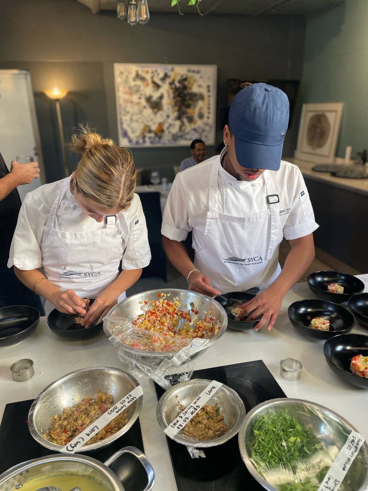 Kitchen teamwork plating dishes